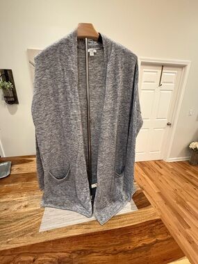 J. Jill Cozy Open-Front Gray Cardigan: pure Jill collection, pockets, Small